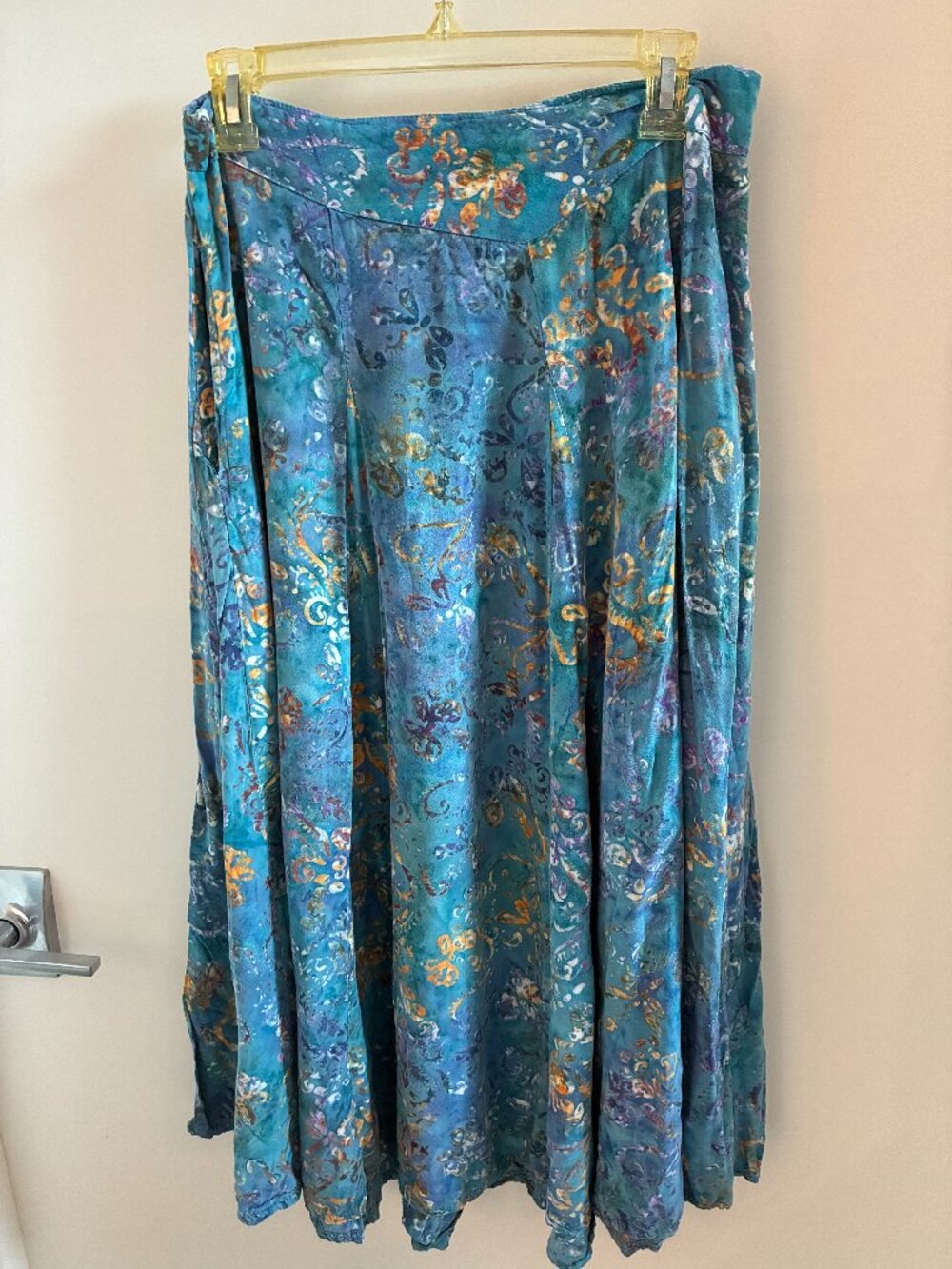 Bohemian Blue Boho Midi Skirt with Butterfly and Dragon Fly Motif
